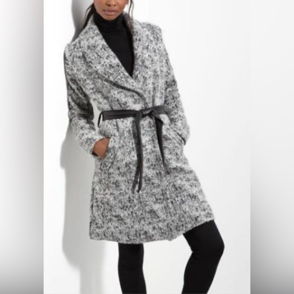 Gryphon New York Wool Blend Open Front Wrap Coat Size S